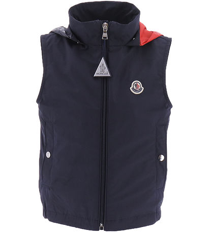 Moncler Waistcoat - Zene - Dark Blue w. Red/White Moncler Waistcoat - Zene - Dark Blue w. Red/White