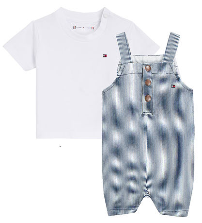 Tommy Hilfiger Set - T-shirt/Overalls - Striped Dungaree - The Tommy Hilfiger Set - T-shirt/Overalls - Striped Dungaree - The