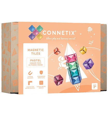 Connetix Segulsett - 40 Partar - Pastel Square Expansion Pakki