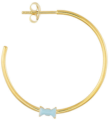 Design Letters Earrings - Bow Tie - Gold/Light Blue Design Letters Earrings - Bow Tie - Gold/Light Blue