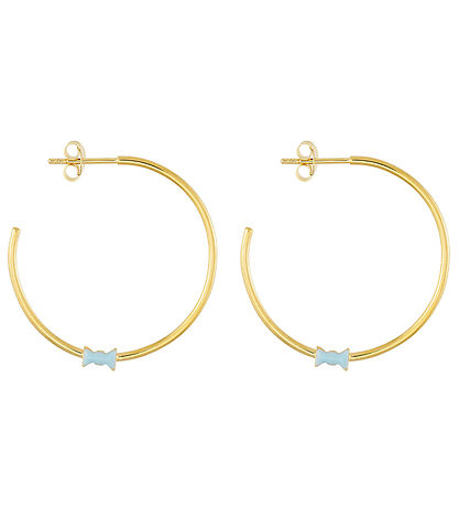 Design Letters Earrings - Bow Tie - Gold/Light Blue Design Letters Earrings - Bow Tie - Gold/Light Blue