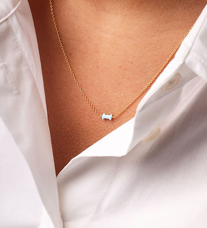 Design Letters Necklace - Bow Tie - 45 cm - Gold/Light Blue