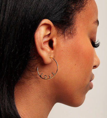 Design Letters Earring - 1 pcs - Love Hoop - Gold Design Letters Earring - 1 pcs - Love Hoop - Gold
