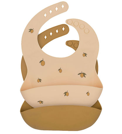 Konges Sløjd Bibs - Silicone - 2-Pack - Lemon/Almond Konges Sløjd Bibs - Silicone - 2-Pack - Lemon/Almond