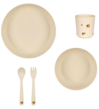 Konges Sløjd Dinner Set - Bioplastic - 5 Parts - Lemon Konges Sløjd Dinner Set - Bioplastic - 5 Parts - Lemon