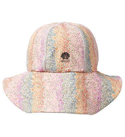 Wheat Swim Hat - UV40+ - Rainbow Flowers w. Velcro