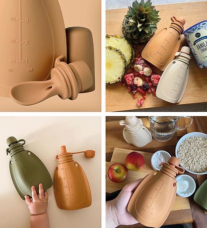 Mininor Smoothie bag w. Spoon - Silicone - 120 mL - Brown