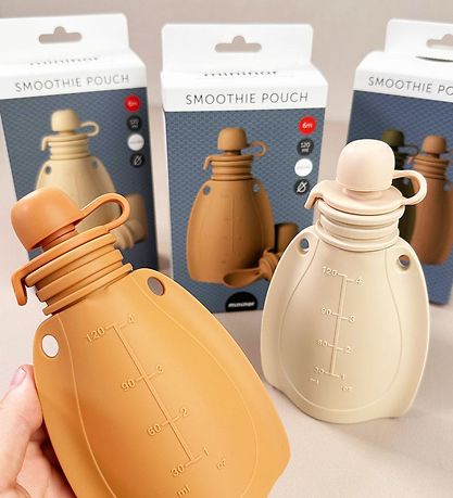 Mininor Smoothie bag w. Spoon - Silicone - 120 mL - Brown