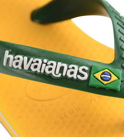Havaianas Flip Flops - Baby Brasil Logo II - Pop Yellow/Amazon