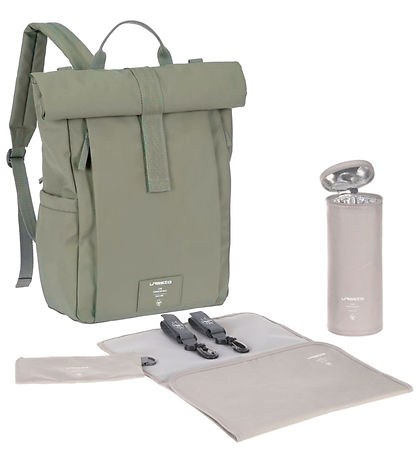 Lässig Changing Bag - GRE Rolltop Up Backpack - Silver Green