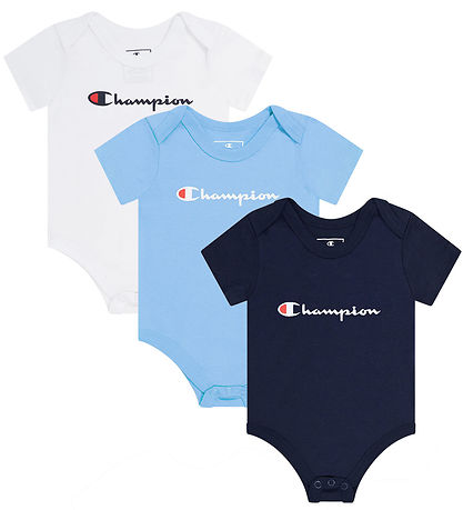 Champion Bodysuit k/æ - 3-Pack - White/Blue/Navy Champion Bodysuit k/æ - 3-Pack - White/Blue/Navy