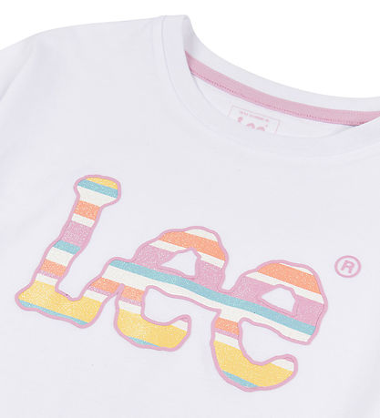 Lee T-paita - Stripe Grafiikka - Bright White
