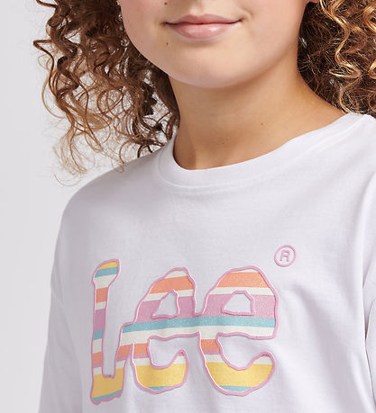 Lee T-paita - Stripe Grafiikka - Bright White