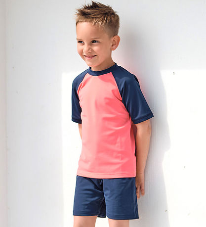 Petit Crabe Swim Top - Raglan - UV50+ - Nectarine/Blue Petit Crabe Swim Top - Raglan - UV50+ - Nectarine/Blue