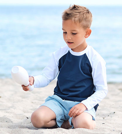 Petit Crabe Swim Top - Raglan - UV50+ - Blue/White