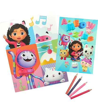 Gabby's DollhouseSet de Coloriage av. 4 Crayons de couleur  Gabby's DollhouseSet de Coloriage av. 4 Crayons de couleur