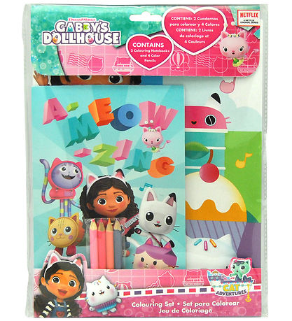 Gabby's DollhouseSet de Coloriage av. 4 Crayons de couleur  Gabby's DollhouseSet de Coloriage av. 4 Crayons de couleur