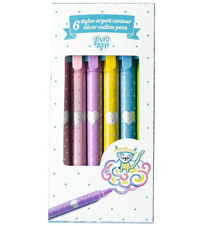 Djeco Colour Markers - 6 Silver Outline Pens Djeco Colour Markers - 6 Silver Outline Pens