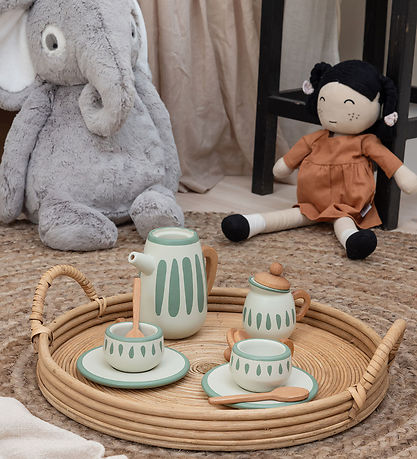 Sebra Play Tea-Set - Wood - Classic+ White/Sage