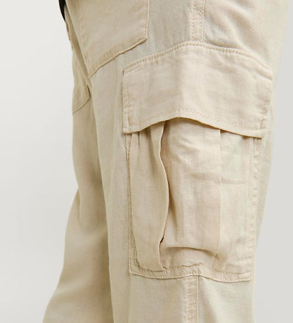 Jack & Jones Trousers - Linen - JpstBill - Cargo - Summer Sand Jack & Jones Trousers - Linen - JpstBill - Cargo - Summer Sand