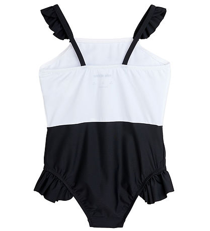 Mini Rodini Swimsuit - UV 50+ - Dolphins Frill - White/Black