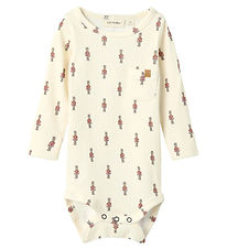 Lil' Atelier Bodysuit L/æ - Rib - NbmGio - Turtledove w. Tin Sol