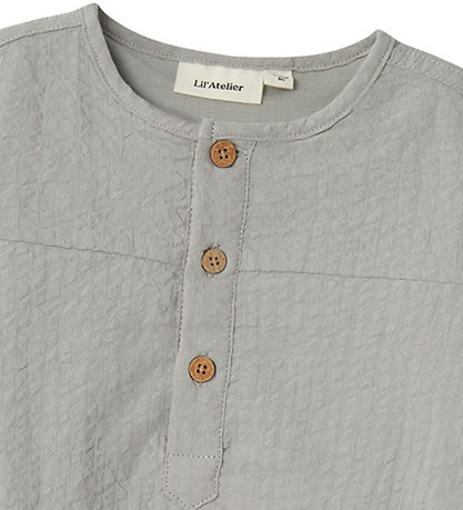 Lil' Atelier Shirt Bodysuit k/æ - NbmHoman - Limestone w. Struct
