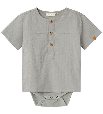 Lil' Atelier Shirt Bodysuit k/æ - NbmHoman - Limestone w. Struct