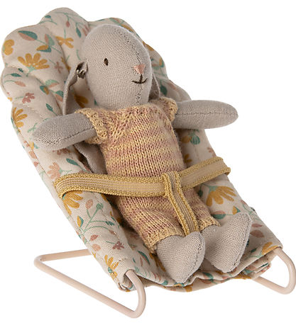 Maileg Miniature SlantedChair - Micro - Beige w. Flowers