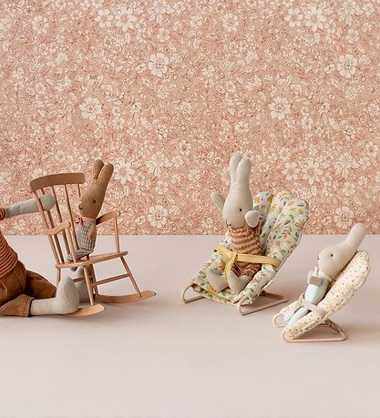 Maileg Miniature SlantedChair - Micro - Beige w. Flowers