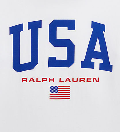 Polo Ralph Lauren T-Shirt - Bijgesneden - Wit m. VS Polo Ralph Lauren T-Shirt - Bijgesneden - Wit m. VS