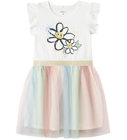 Name It Kleid - NmfAnna - Bright White m. Glitzer Name It Kleid - NmfAnna - Bright White m. Glitzer