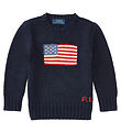Polo Ralph Lauren Blouse - Knitted - Navy w. Flag Polo Ralph Lauren Blouse - Knitted - Navy w. Flag