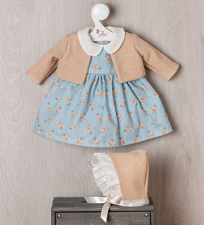 Asi Dukkeklær - 46 cm - Leonora - Beige/Blå