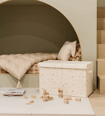 3 Sprouts Opbergbox m. Deksel - 63x38x39 cm - Terrazzo/Crème