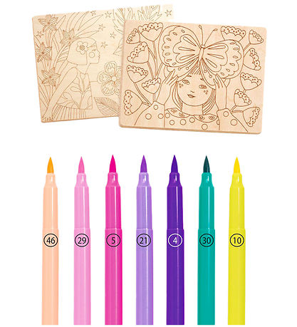 Djeco Creation Set - Coloring On Wood - Sweet Girls Djeco Creation Set - Coloring On Wood - Sweet Girls