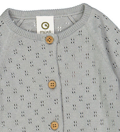 Müsli Cardigan - Knitted - Pointelle - Jasmine Blue Müsli Cardigan - Knitted - Pointelle - Jasmine Blue