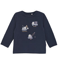 Minymo Blouse - Blue Nights w. Work machines Minymo Blouse - Blue Nights w. Work machines
