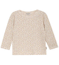 Minymo Blouse - Rib - Pink Champagne w. Flowers Minymo Blouse - Rib - Pink Champagne w. Flowers