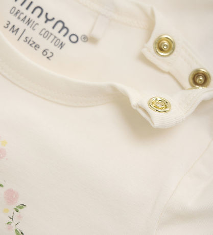 Minymo Bodysuit L/æ - Eggnog w. Floral Wreath