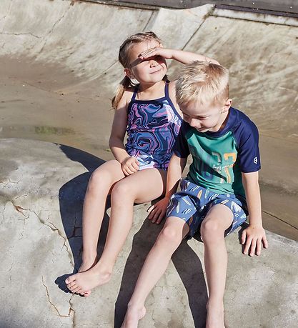 Color Kids Swim Shorts - Vintage Indigo w. Surfboards