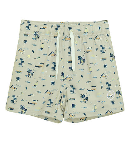 Color Kids Swim Shorts - Tidal Foam w. Beach theme