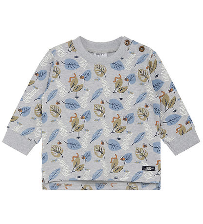 Hust and Claire Sweatshirt - Samy - Pearl Grey Melange m. Blätte
