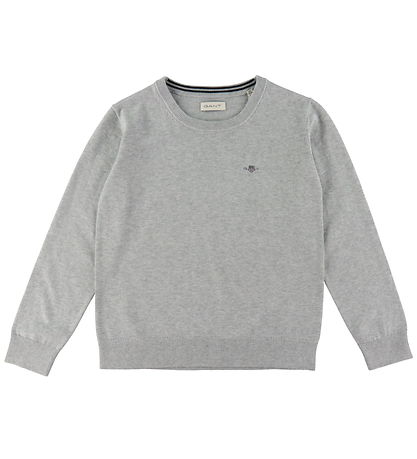 GANT Blouse - Knitted - Shield Classic+ - Light Grey Melange