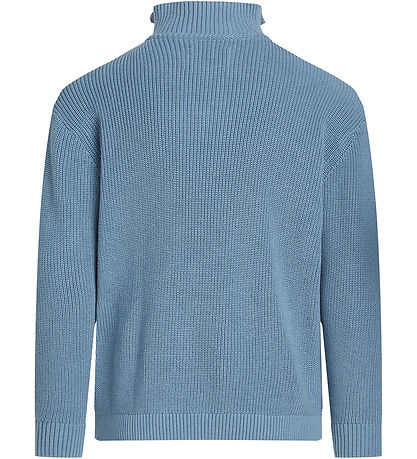 Calvin Klein Blouse - Knitted - Rib - Half-Zip Mono - Faded Deni