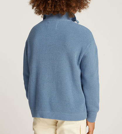 Calvin Klein Blouse - Knitted - Rib - Half-Zip Mono - Faded Deni