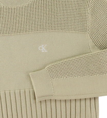 Calvin Klein Bluse - Strick - 3-Stich-Monogramm - Pale Khaki