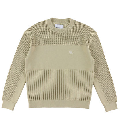 Calvin Klein Bluse - Strick - 3-Stich-Monogramm - Pale Khaki