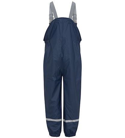 Color Kids Rain Pants w. Fleece/Suspenders - PU - Dress Blues