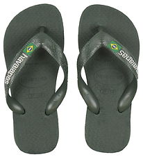 Havaianas Flip Flops - Brasil Logo - Olive Green